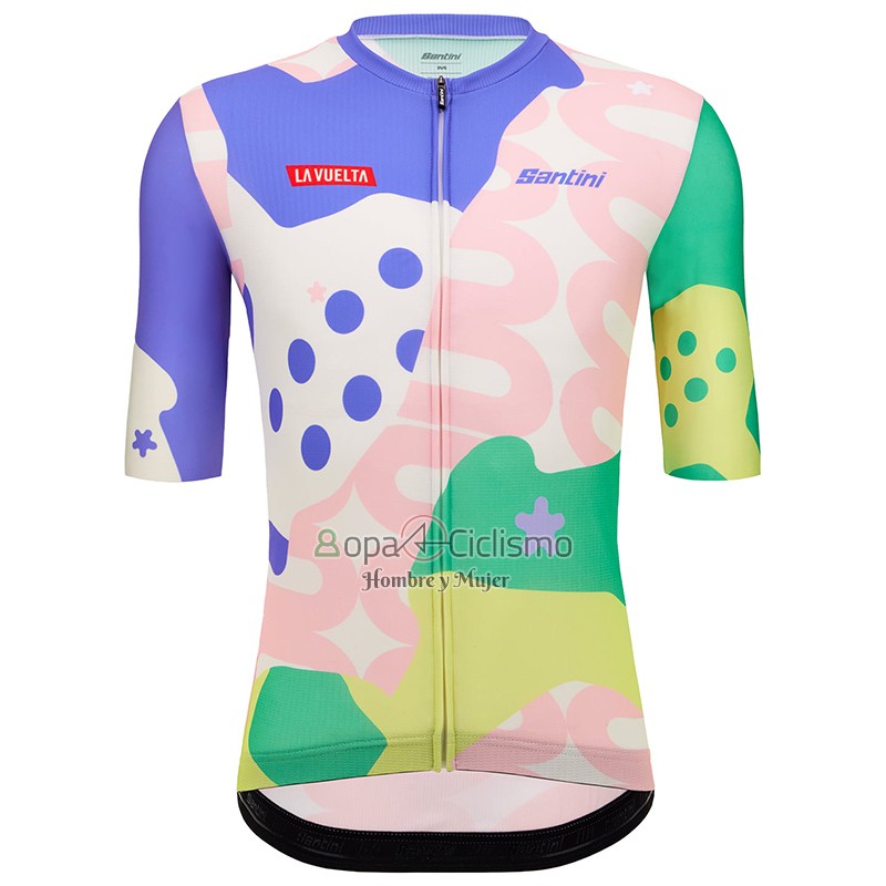 Vuelta Espana Ropa Ciclismo Culotte Corto 2023 Hombre Mangas Cortas Rosa